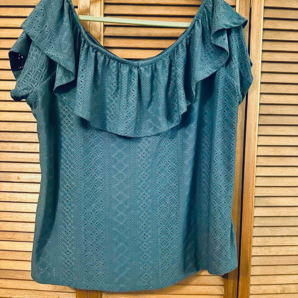 Women's blue Ruffle Top